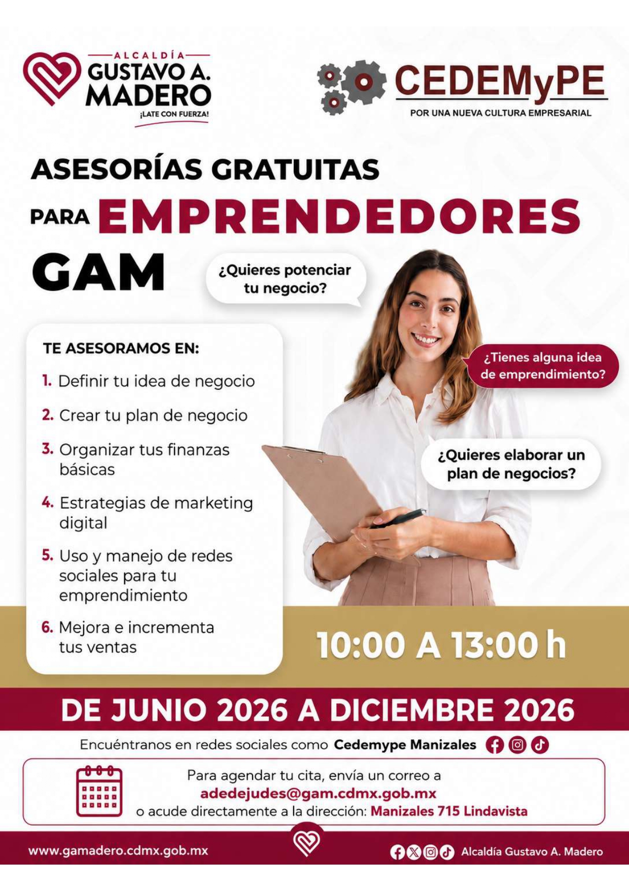 Asesorías gratuitas para emprendedores GAM